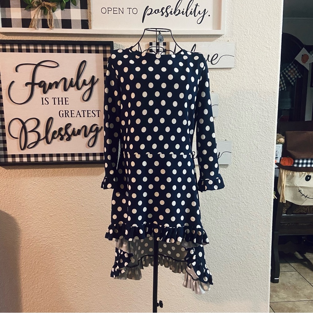Polka Dot Ruffle Hem Top